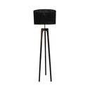 Ash Tripod Floor Lamp with Shade by Woodka Interiors - Dark Stain, Black Hessian - Floor Lamps for the Living Room