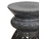 close up of the round top of the Ashen stool with a sleek grey ceramic finish, ideal  online at Woodka Interiors South Africa.