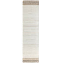 Atrium outdoor runner rug featuring a neutral tonal border pattern in an ecru beige cream shade.