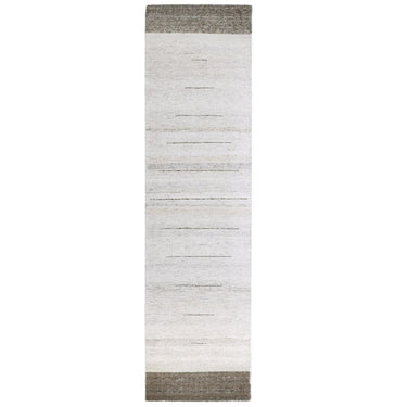 Atrium outdoor runner rug featuring a neutral tonal border pattern in a brown espresso shade.