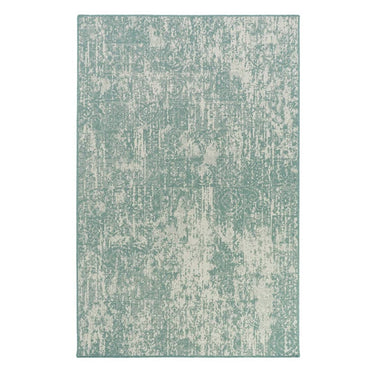 Geometric flat-woven Azulejo Jade Rug for stylish, practical spaces