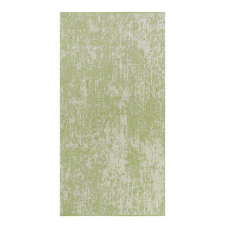 A luxurious Azulejo Moss Runner Rug in soothing green tones, featuring geometric patterns on a pristine white background.