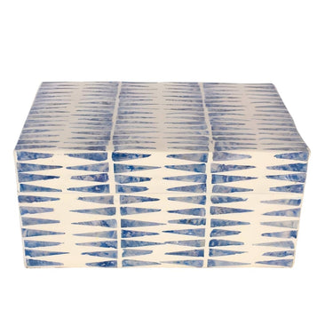 Blue and white Azure decorative box with bamboo and capiz shell design