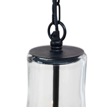 Close-up of the Bell Pendant Light highlighting its delicate glass texture and steel detailing