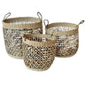 Woven basket set of 3 with black detailing.