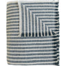 celine throw blanket with a pattern of thin, dark blue stripes on cream.