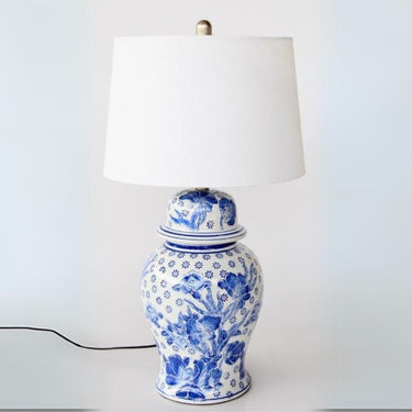 Blue & White Ginger Jar Lamp Floral 