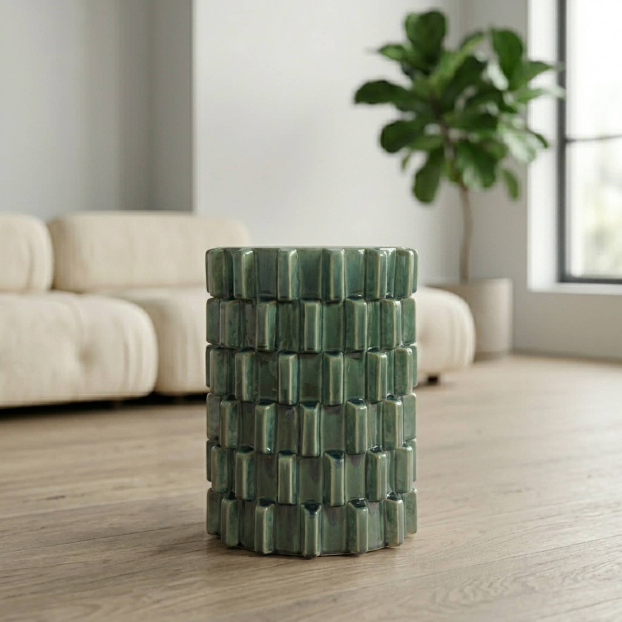 Brix Green Ceramic Stool | Side Table 