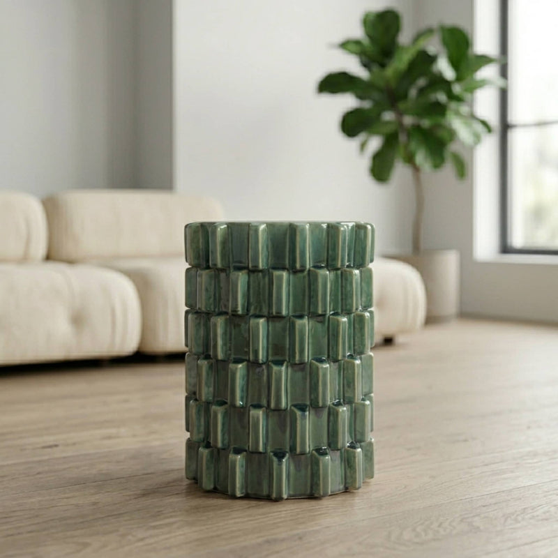 Brix Green Ceramic Stool | Side Table 