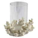 Faux coral wrapped glass hurricane candle holder in classic style