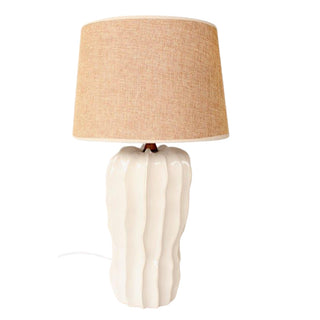 Modern ceramic cactus table lamp with a soft beige shade.