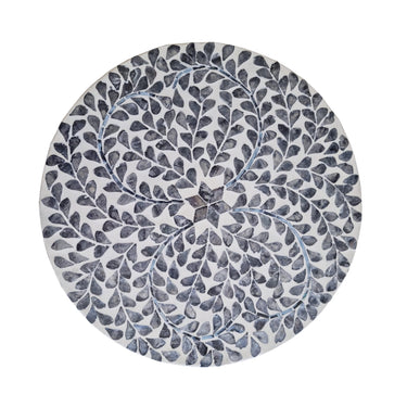 Decorative round accent table with bamboo base from the top