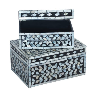 Capiz Vine Decorative Box Set – nesting boxes with hinged lids