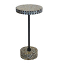 Lightweight Capiz End Table with intricate shell inlay, available online at Woodka Interiors South Africa.