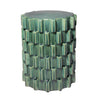 Celadon Ceramic Side Table with staggered block texture and sculptural cylindrical design