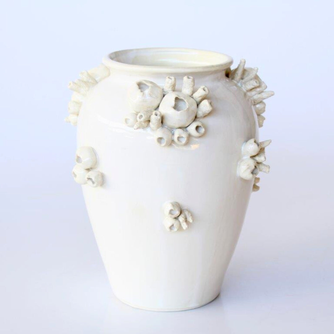 Ceramic Barnicle Vase in a off white colour