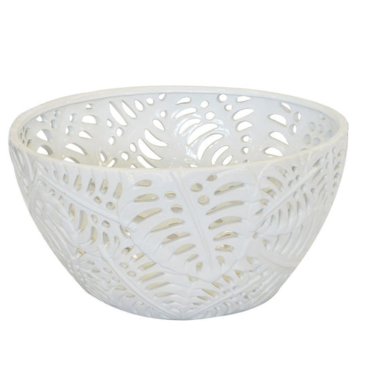 Ceramic Monstera Bowl White by Woodka Interiors