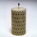 Elegant table lamp with a unique bamboo and pearl-inlay lamp base design.