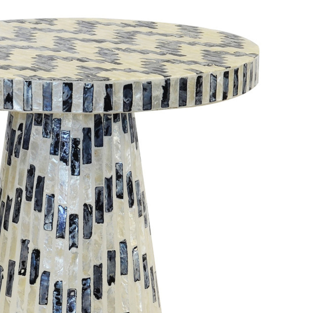Chevron Side Table | Black and White Capiz Accent – Woodka Interiors