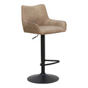 Beige bar stool with black base on a white background