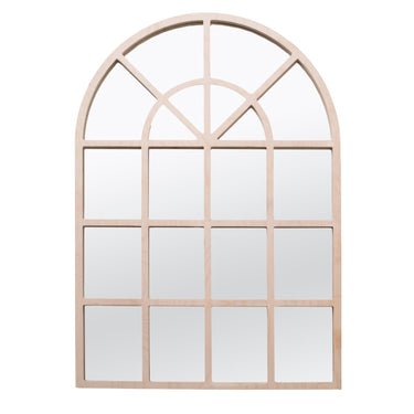 Classic Birch Arched Windowpane Wall Mirror