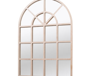 Classic Birch Arched Windowpane Wall Mirror