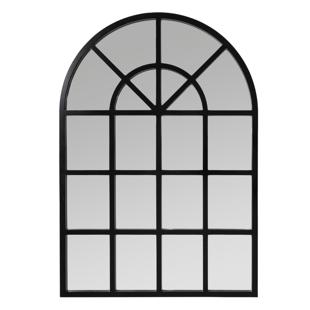 Classic Black Arched Windowpane Wall Mirror