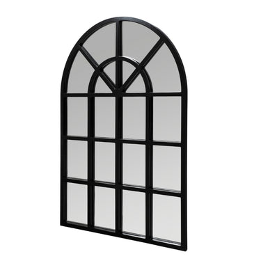 Classic Black Arched Windowpane Wall Mirror