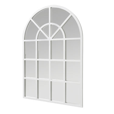 Classic White Arched Windowpane Wall Mirror