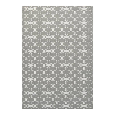 Connection Reversible Rug with a Durable and reversible honeycomb pattern in pewter tone