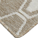 Warm-toned Connection Sand Reversible Rug close up of the pattern design and woven rug