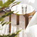 Curved Side Table in Travertine in Living Room Side table