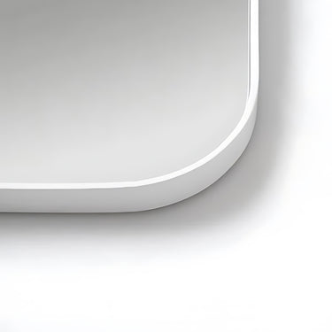 Deep Frame White Rectangle Mirror  Rounded Edge