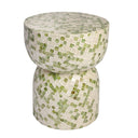 Diabolo Side Table with Capiz shell mosaic in green and cream