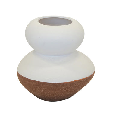 Two-Tone Orb-Shaped Ceramic Vase. 