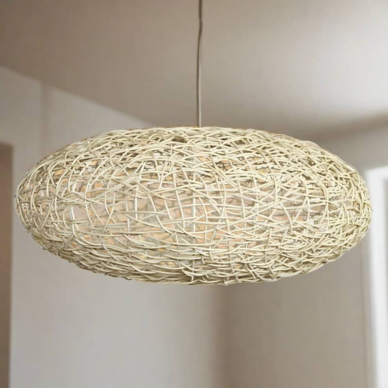 Natural Woven Resin Eclipse Pendant Light by Woodka Interiors