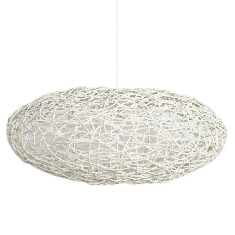 White Eclipse woven resin pendant light for indoor or outdoor undercover use
