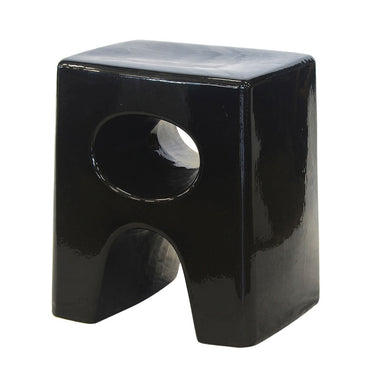 Modern black garden stool, ideal as additional seating or a decor accent. Available online at Woodka Interiors South Africa.