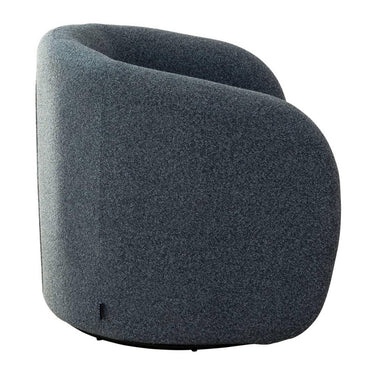 Upholstered Emily Swivel Chair in Hertex Comet Night Sky with a strong swivel base.