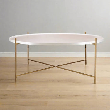 Woodka Interiors Lux Floating Coffee Table White and Gold 