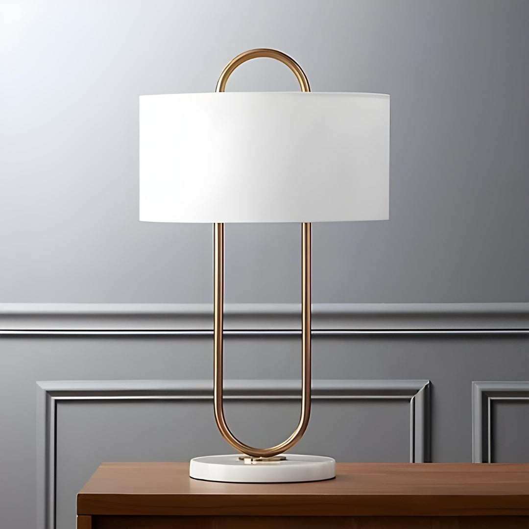 marble base with gold oval table lamp 