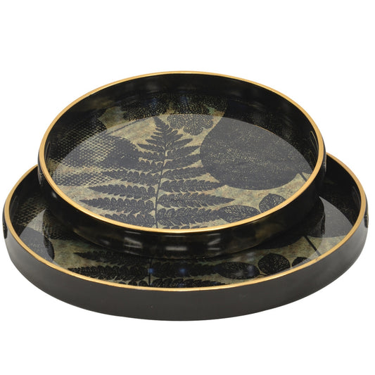 Fern Glass Round Tray Set of 2 By Woodka Interiors Trays