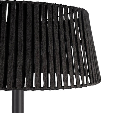 Close-up of the weather-resistant ash black wicker shade on the Fireglow patio heater and lamp