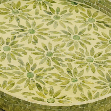 Flower Round Capiz Ottoman Tray