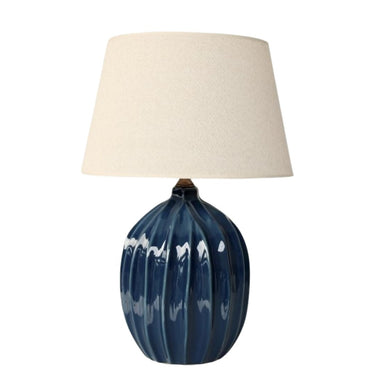 fluted blue table lamp