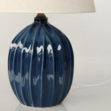 fluted blue table lamp