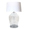 Fluted glass base table lamp with chrome details