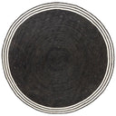 French Riviera Round Rug with bold center and banded edge trim in Noir