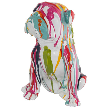 Frenchie Bulldog dog sculpture in colourful pop art style for modern interiors.