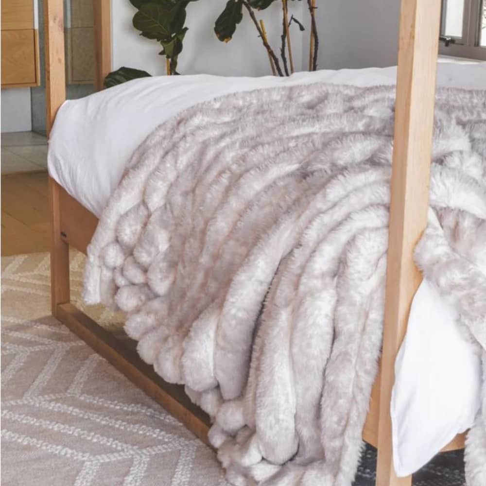 Woodka Interiors Furrow Faux Fur Throws - Luxuriously Warm - Irresistibly Soft